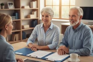 old couple talking in the consultant 