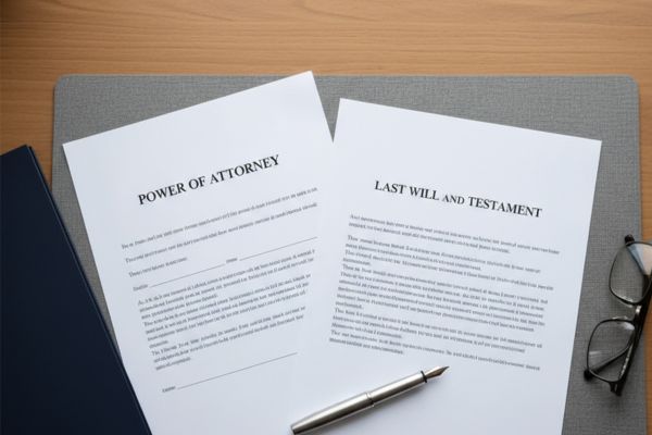 power of attorney and last will and testament paper document