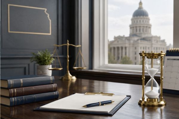 Kansas-probate-timeline-with-legal-documents-calendar-hourglass-and-courthouse-background
