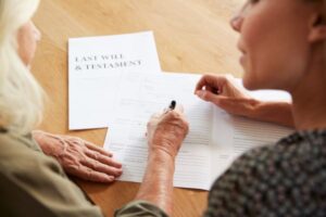 senior woman reviewing the last will and testament