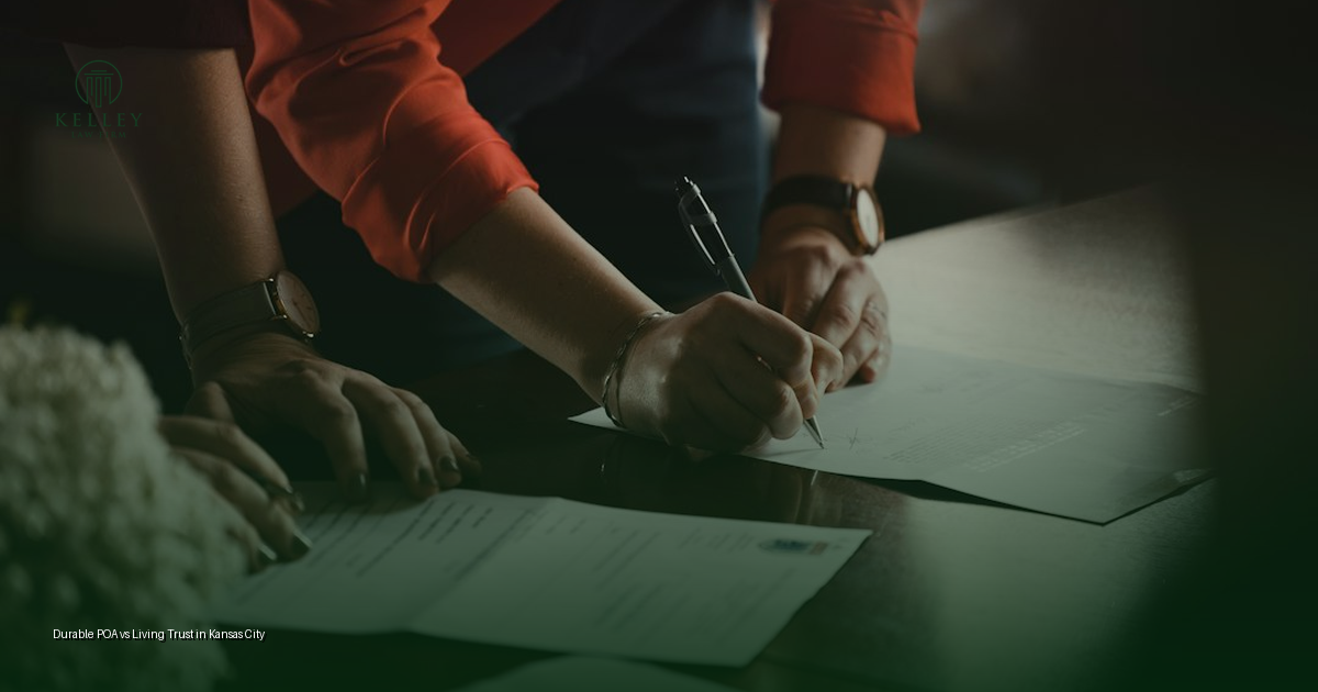 Kansas City couple reviewing estate planning documents with an attorney